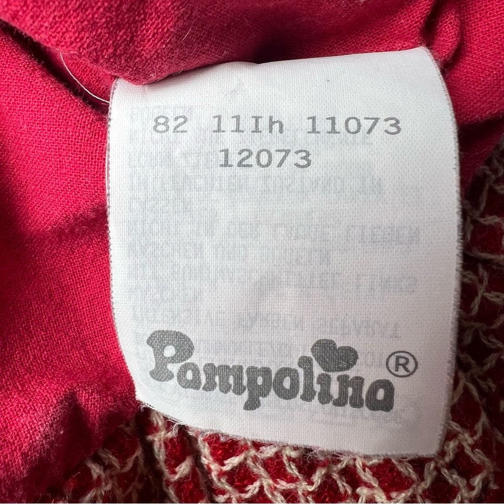 Pampolina | European Red and White Wool Blend Lined Jumper Dress | Size 3T - Picture 14 of 15